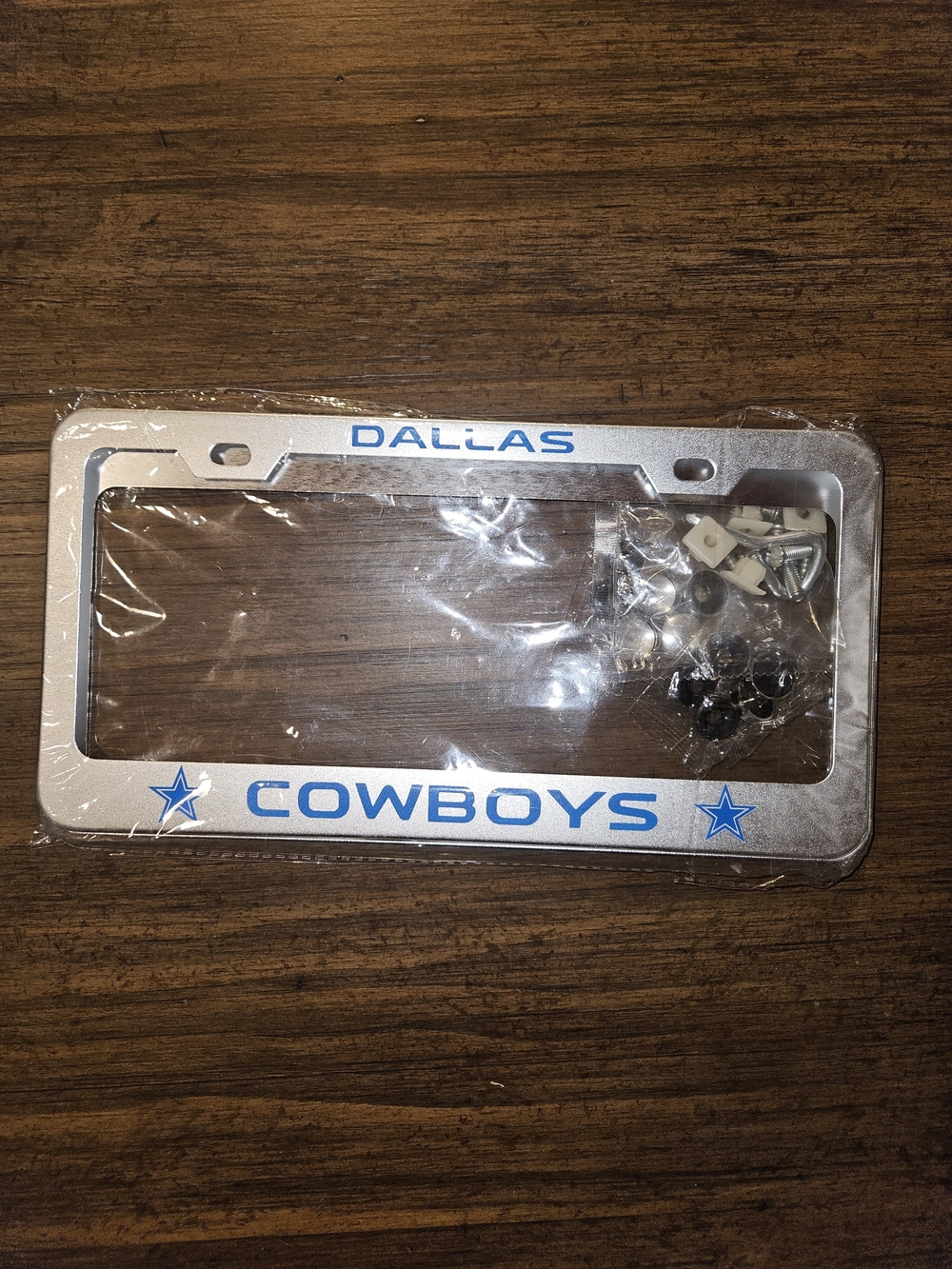Dallas Cowboys Silver License Plate Frame - Blue Accent